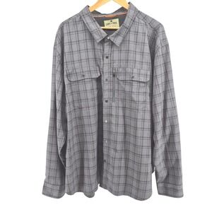 Lake Trail Mens Plaid Long Sleeve Button Up Shirt XXXL Performance Hiking Gray